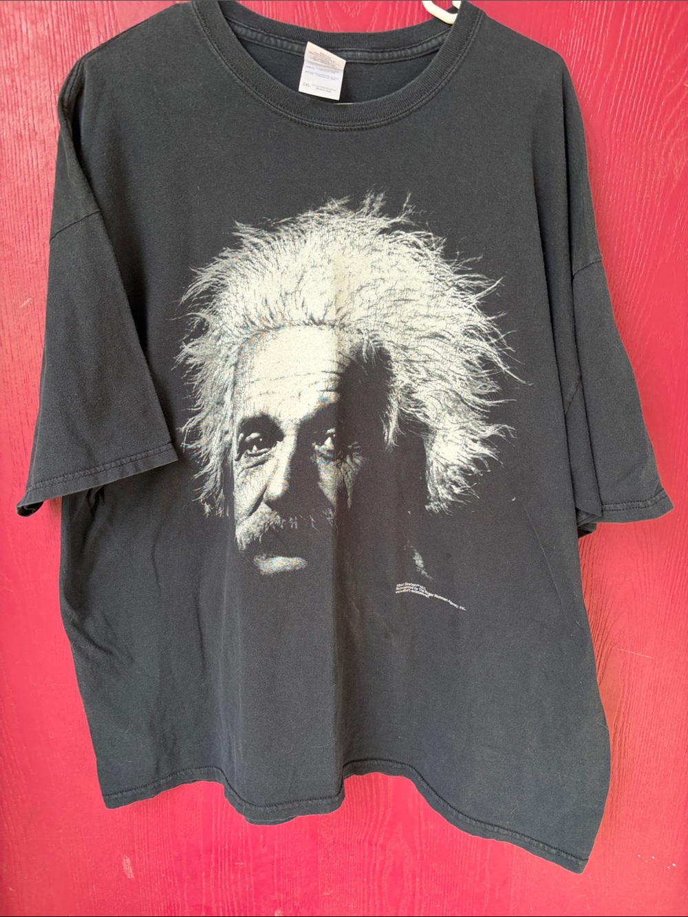 Einstein, Albert Black Graphic Men’s T‑Shirt with White Portrait Print